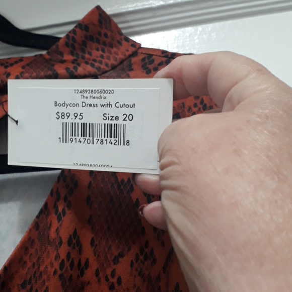 Eloquii The Hendrix Burnt Orange Sleek Snakeskin Print Bodycon  Cutout D… - Picture 8 of 10
